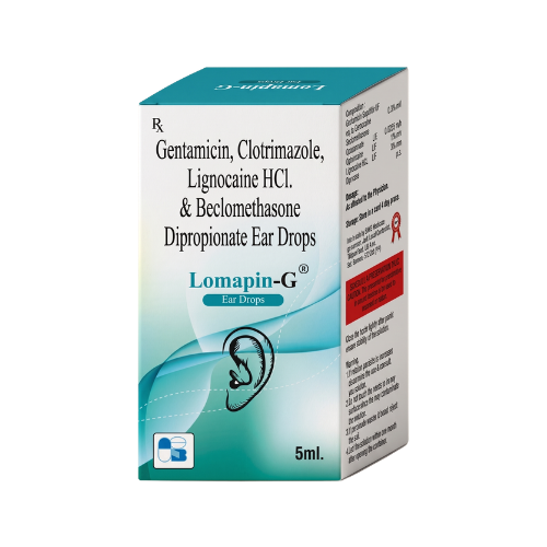 Lomapin-G – Clotrimazole + Beclomethasone + Gentamycin + Lignocaine Ear Drops by Plasma Biotech
