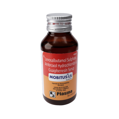 Mobitus-LS Junior – Levosalbutamol 0.5mg + Ambroxol 15mg + Guaifenesin 25mg Pediatric Syrup by Plasma Biotech
