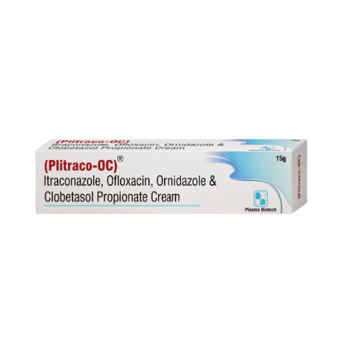Plitraco-OC – Itraconazole 1% + Ornidazole 2% + Ofloxacin 0.75% + Clobetasol 0.05% Cream by Plasma Biotech
