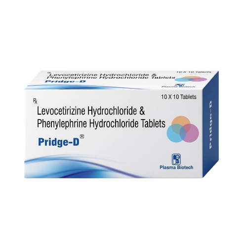 Pridge-D – Levocetirizine 5mg + Phenylepherine HCl 10mg Tablets by Plasma Biotech