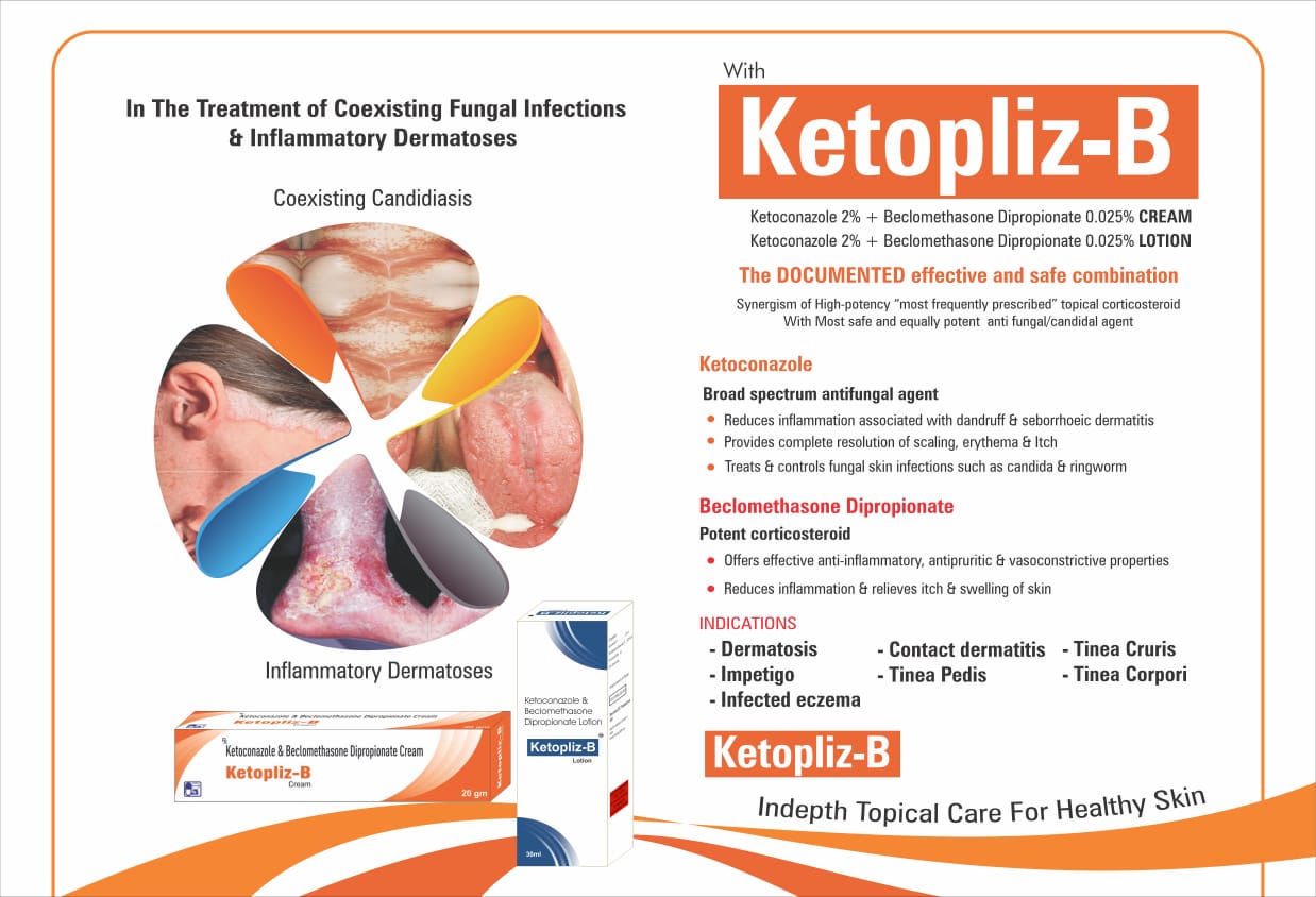 Ketopliz-B – Ketoconazole 2% + Beclomethasone Dipropionate 0.025% Cream / Lotion by Plasma Biotech