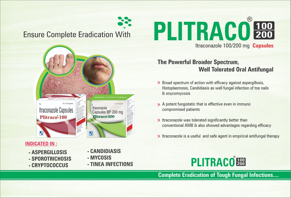 Plitraco 100/200 – Itraconazole Capsules by Plasma Biotech