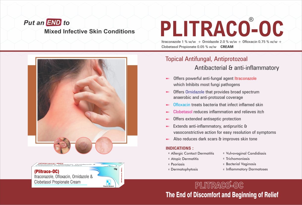 Plitraco-OC – Topical Antifungal Combination Cream by Plasma Biotech