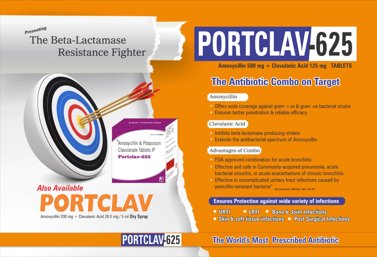 Portclav-625 – Amoxycillin 500mg + Clavulanic Acid 125mg Tablets by Plasma Biotech